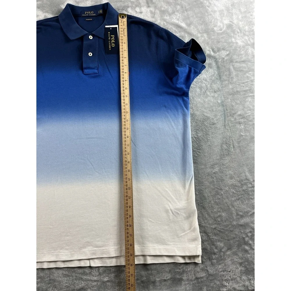 Polo Ralph Lauren Polo Shirt Men Large Ombre Gradient Knit Short Sleeve Classic